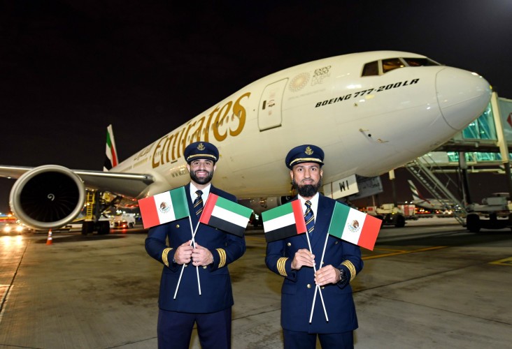 رحلة طيران الإمارات الافتتاحية انطلقت إلى المكسيك