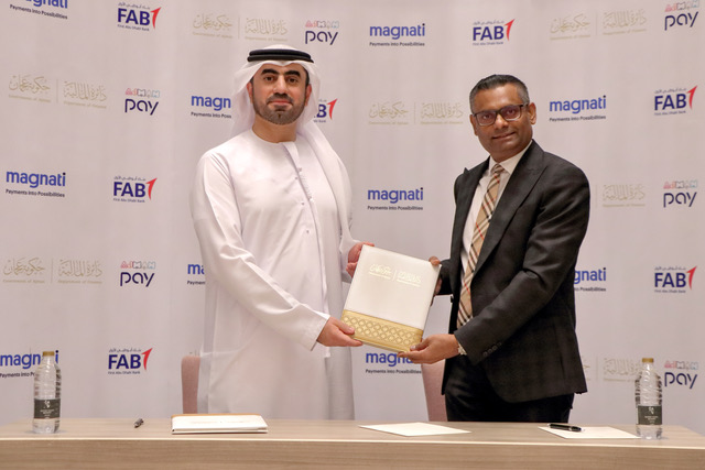 مالية عجمان توقع اتفاقية تعاون مشترك مع بنك أبوظبي الأول وشركة ماغناتي
